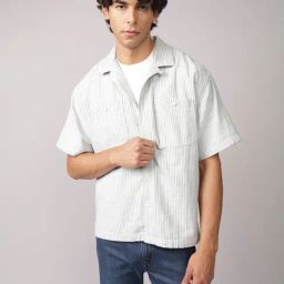 American Eagle Grey Cotton Regular Fit Striped Shirt-picture-31
