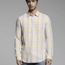 Jack & Jones Yellow Cotton Regular Fit Checks Shirt-picture-17