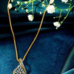 P.N.Gagdil Jewellers Sunlit Fern Classic Gold and DIA Pendant for Woman-image-89