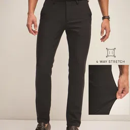 THE BEAR HOUSE Men Solid 4 Way Stretch Formal Trouser-image-21