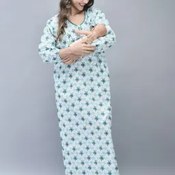 Noty Women Floral Printed Maternity Maxi Nightdress-image-24