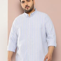 Sztori Men Plus Size Striped Pure Cotton Casual Shirt-picture-26