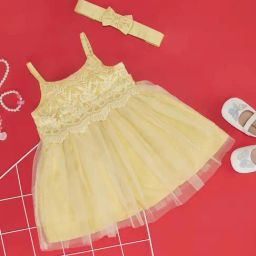 Pantaloons Baby Kids Popcorn Yellow Embroidered Dress-image-36