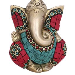 CraftVatika Gold-Toned & Red Handcrafted Lord Ganesha Sitting Idol Showpiece-image-75