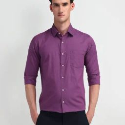 Arrow Purple Cotton Slim Fit Shirt-picture-12