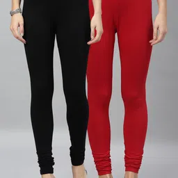 Kryptic Women Pack of 2 Solid Churidar-Length Leggings-picture-19