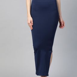 Inddus Women Navy Blue Solid High Compressed Seamless Saree Shapewear-image-49