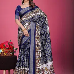 VS MALL Navy Blue Art Silk Sarees-image-67