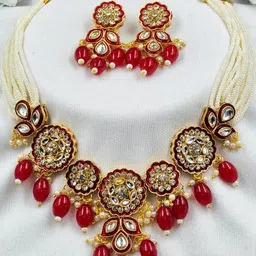 eeooaa Gold-Plated Brass Artificial Stones Jewellery Set-image-29
