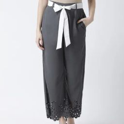 KASSUALLY Grey Self Design Regular Fit Mid Rise Trousers-23