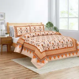 JaipurFabric Peachy 180 TC 100% Cotton Jaal Double Bedsheet with 2 Pillow Covers-image-36