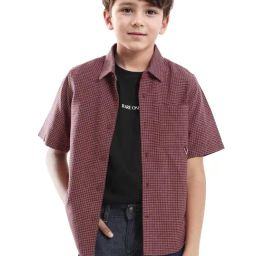 Rare Ones Boys Rust Cotton Chequered Shirt-picture-46