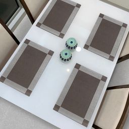 HOKIPO Set Of 4 Grey & Brown Solid Heat Resistant Table Placemats-3