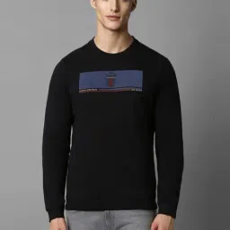 Louis Philippe Black Regular Fit Printed Sweatshirt-image-75