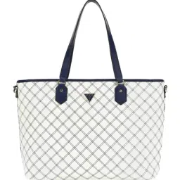 Guess White & Navy Cruise Vibe Quilted Tote-picture-47