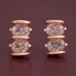 Kushal's Fashion Jewellery 92.5Silver Rose Gold-Plated Classic Zircon Studs-image-48