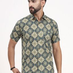 MILLENNIAL MEN Men Comfort Fit Ethnic Motifs Printed Spread Collar Cotton Casual Shirt-image-85