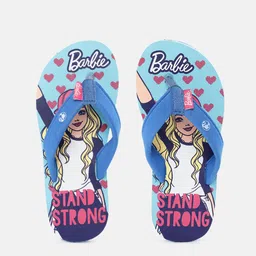 toothless Girls Blue Barbie Printed Rubber Thong Flip-Flops-image-23