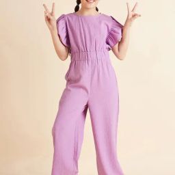 Cherry & Jerry Girls Lavender Round Neck Seersucker Full Length Jumpsuit-image-35