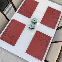 HOKIPO Set Of 4 Red Floral Heat Resistant Table Placemats-19