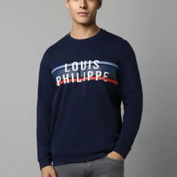 Louis Philippe Mid Navy Regular Fit Printed Sweatshirt-46