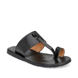 Eego Italy Men's Black Toe Ring Sandals-39