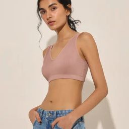 Superstar by Westside Light Pink Ribbed Non-Padded Bra-image-38