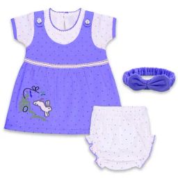 Wish Karo Kids Purple Printed Frock & Briefs-image-60