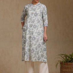 Soch Grey Regular Fit Floral Print Kurtas-picture-17