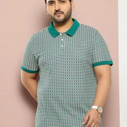 Sztori  Plus Size Printed Polo Collar Pure Cotton T-shirt-image-75