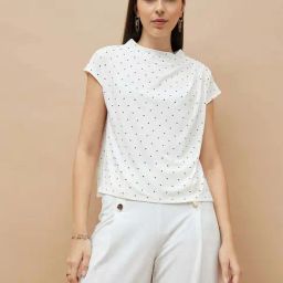 Code by Lifestyle Off White Polka Dot T-Shirt-image-16