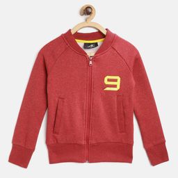 Alcis Girls Red Solid Sweatshirt with Printed Detail-image-7