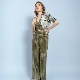 GARDEN PARTY Striped V Neck Top Blazer With Trousers Co-Ords-picture-25