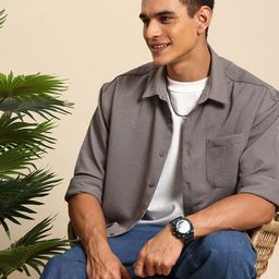 Mast & Harbour Self Design Textured Drop-Shoulder Sleeves Oversized Casual Shirt-picture-5