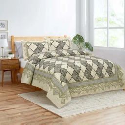 JaipurFabric Green 180 TC 100% Cotton Geometric Double Bedsheet with 2 Pillow Covers-picture-18