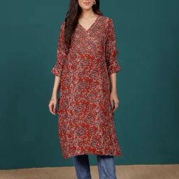 Varanga Maroon Cotton Printed Kurta-image-101