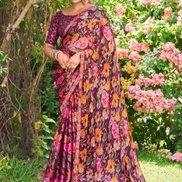 Saree Mall Maroon Embellished Sarees With Unstitched Blouse-image-6