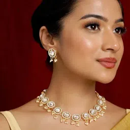 Teejh Jhilmil Light Gold Necklace Set-image-99