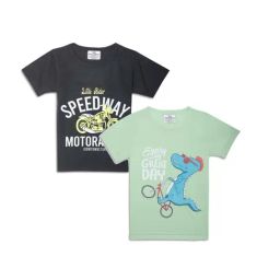 Vimal Jonney Kids Green & Black Printed T-Shirt (Pack of 2)-image-31