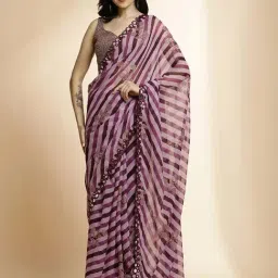 Jaipur Kurti Purple Printed Saree With Unstitched Blouse-image-85