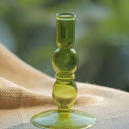 LIGHTHOUSE CANDLE Green Blume Glass Taper Candle Holder-24