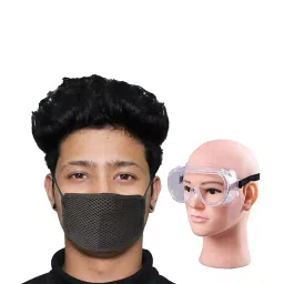 ORILEY GC-001984 Universal Plastic Goggle with Reusable Face Mask Black-image-0