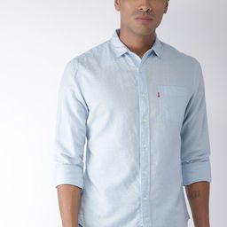 Levis Men Blue Slim Fit Solid Casual Shirt-image-13