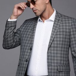 Louis Philippe Men Checked Single-Breasted Slim-Fit Formal Blazer-picture-44
