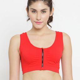 PrettyCat Red Solid Non-Wired Lightly Padded Sports Bra-picture-6