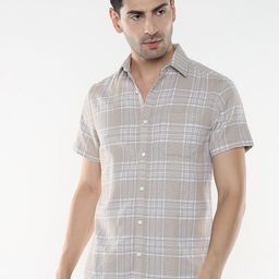 R&B Men Spread Collar Tartan Checked Cotton Casual Shirt-picture-41