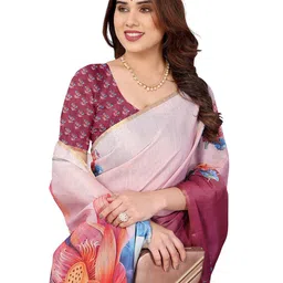 HERE&NOW Floral Silk Blend Saree-51