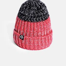YK Kids Red & Black Self-Design Beanie-picture-18