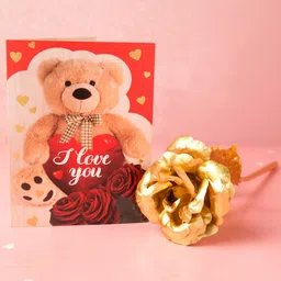 Archies Valentine Special Golden Rose With Greeting Card-image-13