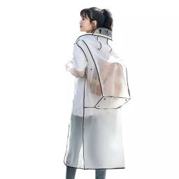 Allextreme Raincoat L Size ‎Ethylene Vinyl Acetate (EVA) Transparent Black With Bag Coverage for Women, Men, ‎EXM2-BL-L-38